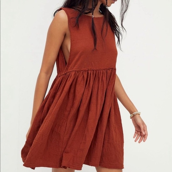 Free People Dresses & Skirts - FREE PEOPLE BEACH I’m Still Obsessed Brown Terracotta Tunic Mini Dress, Small